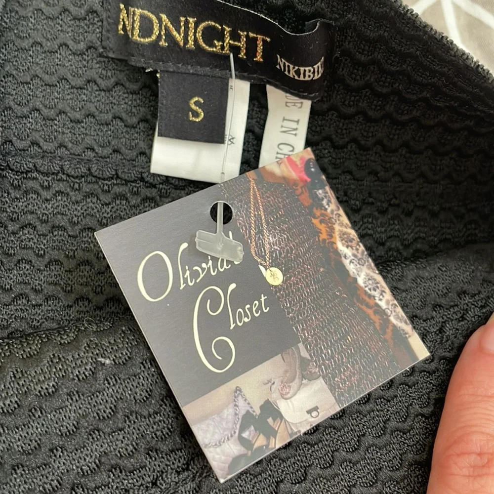 Midnight Nikibiki black, gold striped sparkle pencil stretch skirt size small - Picture 5 of 8